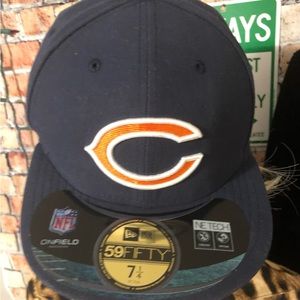 NWT  Mens Authentic Navy Blue On-Field 59Fifty CHICAGO BEARS 7 1/4" Ball Cap